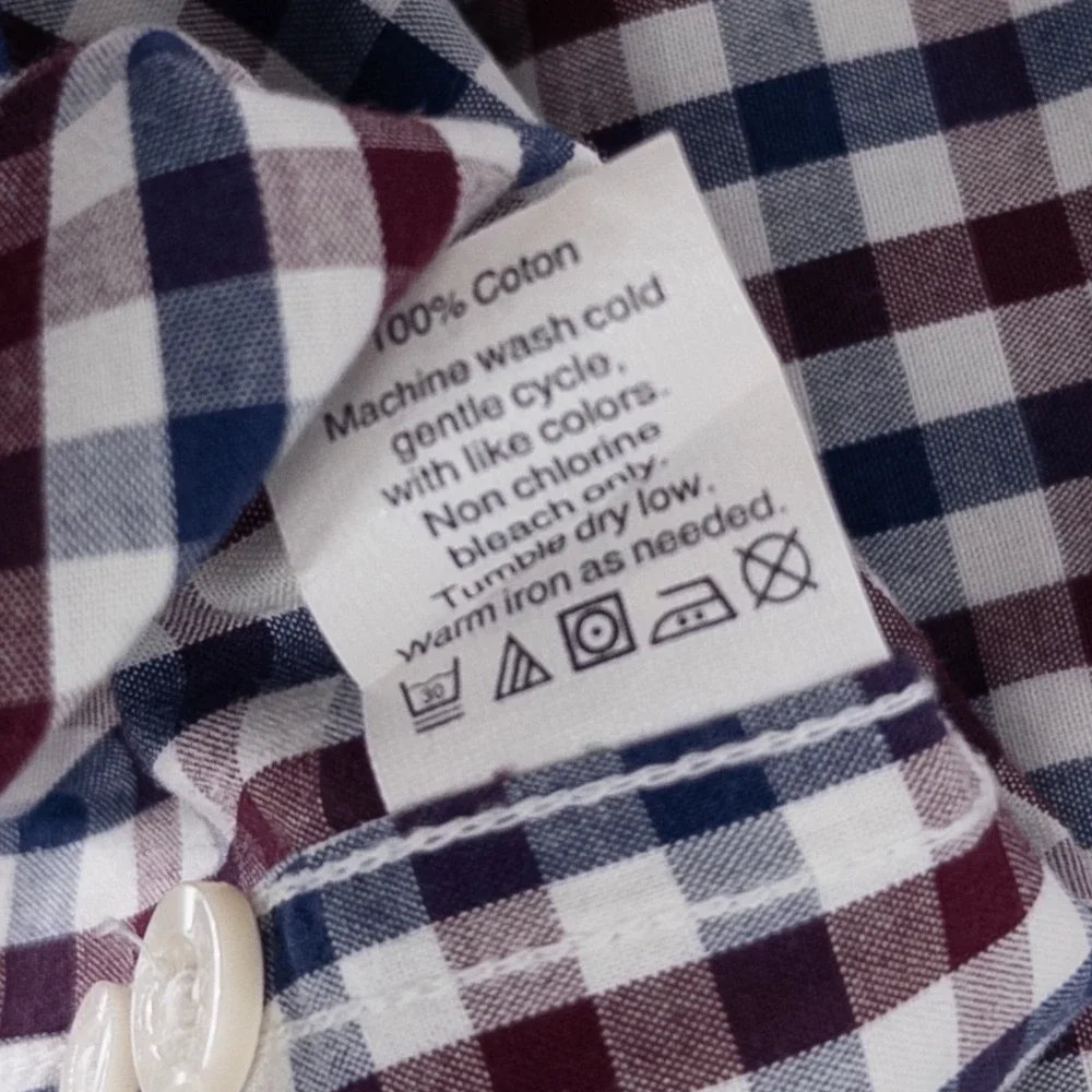 J Crew Slim Washed‎ Shirt Men's XL Red White & Blue Gingham Button Down Preppy